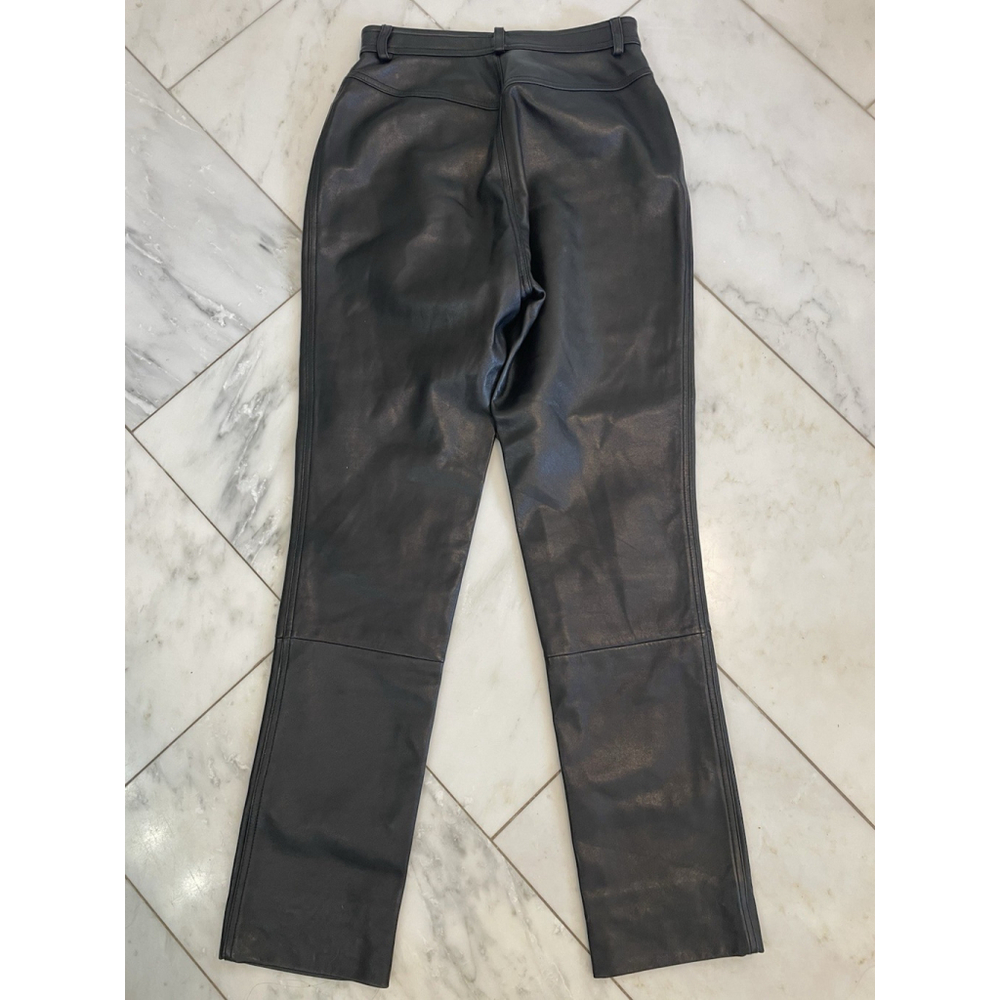 CRIPPLE CREEK Black Leather Long Straight Pants Pockets Waist 28 EUC - Picture 8 of 8
